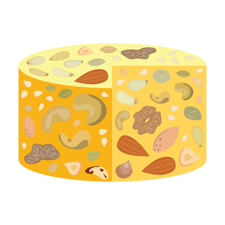 vector illustration of vegan cheese dairy free with different nutsのイラスト素材