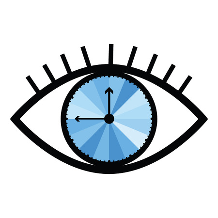 vector illustration of eye with clock inside for time understanding and managementのイラスト素材