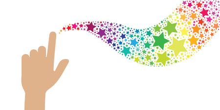 vector illustration of hand with colorful stars for magic touch conceptのイラスト素材