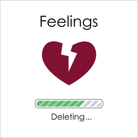 vector illustration of broken heart and loading bar for deleting feelings story conceptのイラスト素材