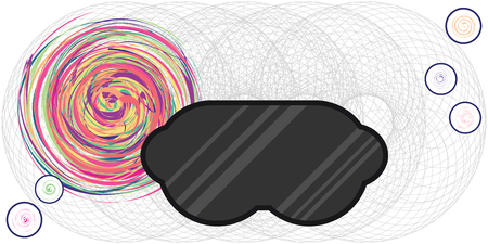 vector illustration of virtual reality mask and spirals for nausea or motion sickness visualsのイラスト素材