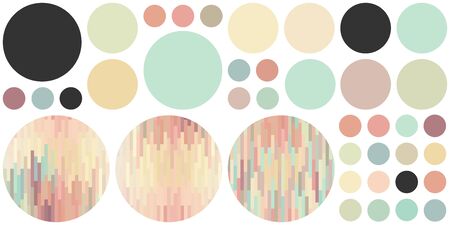 vector illustration of horizontal abstract background with colorful circles different sizes in rows and columns creating trendy patternのイラスト素材