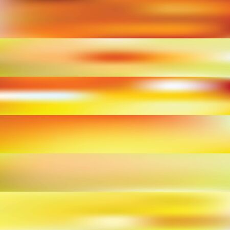 vector illustration of abstract blurry horizontal wallpapers collection for website banners with gradients and yellow color combinations のイラスト素材