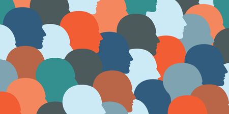 vector illustration of horizontal banner with people silhouettesのイラスト素材