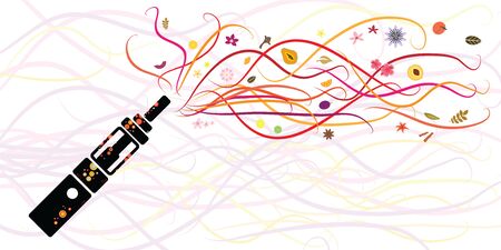 vector illustration of electronic cigarette icons with charging liquids flavors and scentのイラスト素材