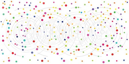 vector illustration of  concentric gray circles with colorful dots and spots for gravity and abstract backgroundのイラスト素材