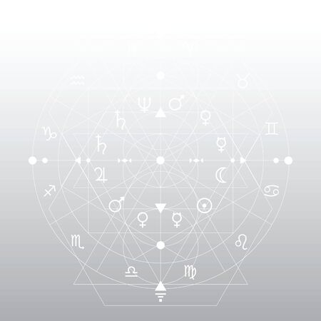 vector illustration of  banner with zodiac symbols with light grey gradientのイラスト素材