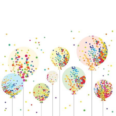 vector illustration of balloons with confetti inside in one line for decoration and party conceptsのイラスト素材