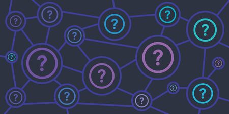 vector illustration of scheme with circles and questions marks for interview plan or dispute line conceptsのイラスト素材