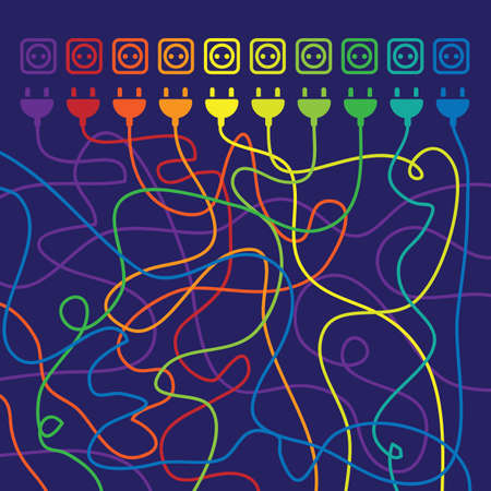 vector illustration / abstract background / plugs and wiresのイラスト素材