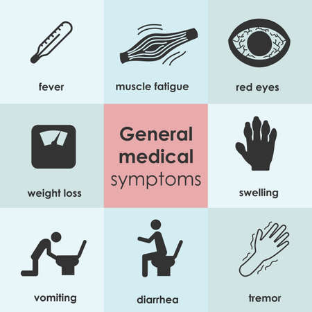 vector illustration / general medical symptoms / health problems / disorders icons setのイラスト素材