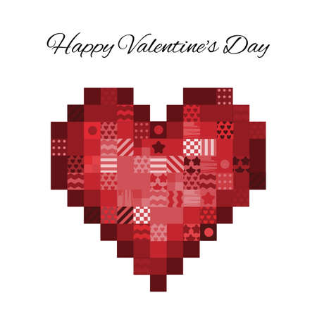 vector illustration / valentines day greeting card / pixel artのイラスト素材