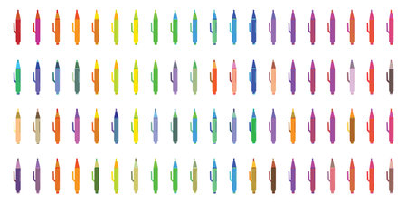 vector illustration of colorful pens pattern for office or stationary shop backgroundのイラスト素材