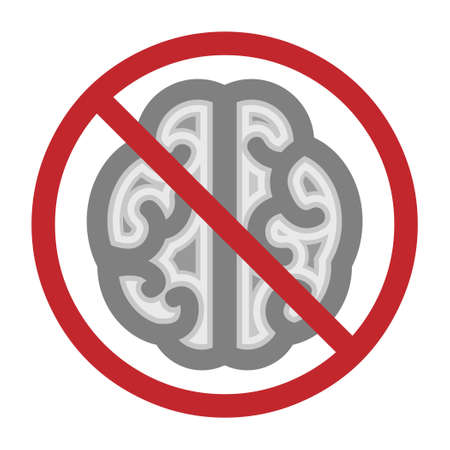 vector illustration of restriction circle and brain for stupid decisions and silly behavior visualのイラスト素材