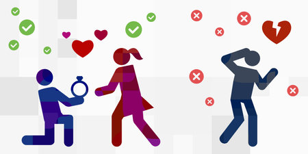 vector illustration of couple and lonely person for jealousy or manipulative behavior conceptのイラスト素材