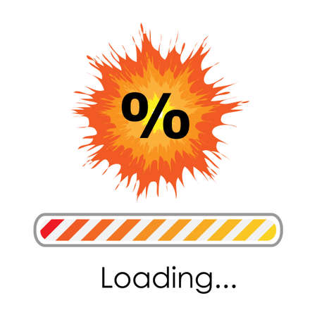 vector illustration of bright explosion with percentage symbols and loading bar for discount banner