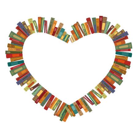 vector illustration of retro vintage color books in heart shape design for the love of readingのイラスト素材