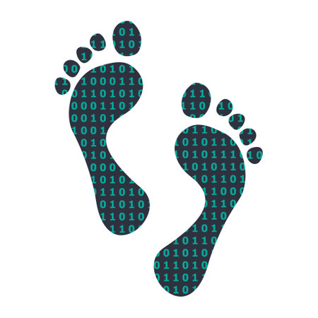 vector illustration of feet and tech pattern for digital footprint in internet symbolのイラスト素材