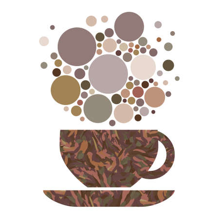 vector illustration with coffee cup and bubbles for caffeinated foam beverageのイラスト素材