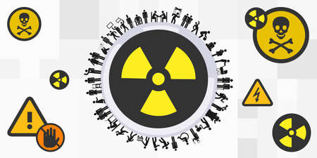 vector illustration of toxic symbols planet and social environmentのイラスト素材