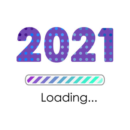 vector illustration of colorful geometric style of 2021 loading barのイラスト素材