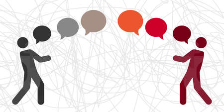vector illustration of people and comments for conflict solving and communication processのイラスト素材