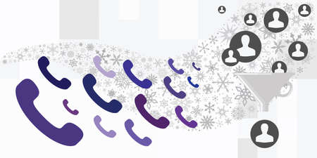 vector illustration of cold calls marketing strategy with phone and snowflakes