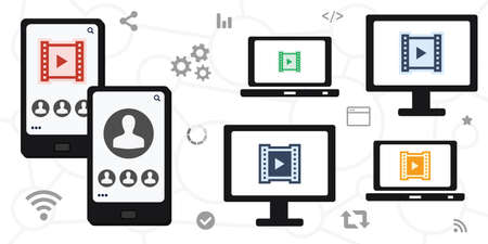 vector illustration of video and screens for user curated content and videoblogging visuals