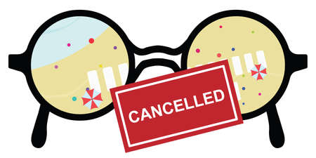 vector illustration glasses and beach for cancelled summer vacationのイラスト素材