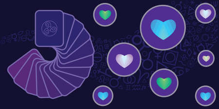 vector illustration of card deck love question and answers for predictions and fortune telling