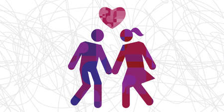 vector illustration of couple and heart for romance relationship visualのイラスト素材