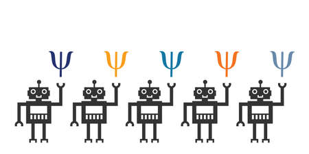 vector illustration of robot and psychology symbol for artificial intelligence mental health...