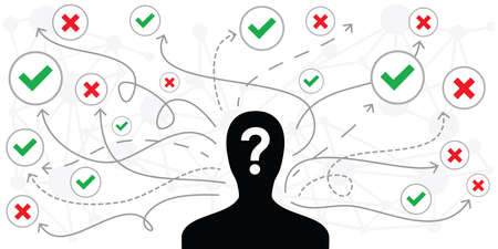 vector illustration of human head with question mark decision making visuals