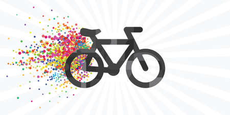 vector illustration of bicycle and colorful confetti for celebration bike dayのイラスト素材