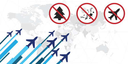 vector illustration of flight and travel restrictions for Holidays in pandemic times