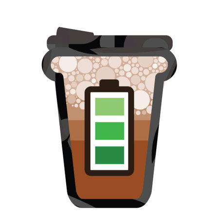 vector illustration for cup of coffee and loaded battery energetic drinkのイラスト素材