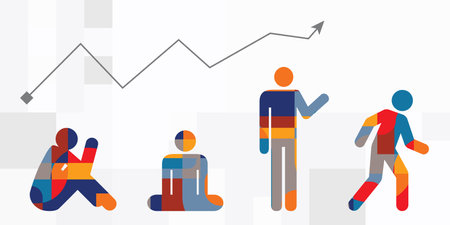 vector illustration of person growing and getting more productiveのイラスト素材