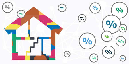 vector illustration of home picture and percentage symbols for real estate market discounts and...