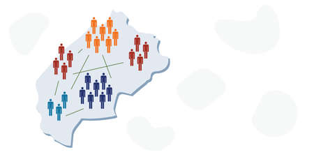 vector illustration of particular district and population due to migration crisis and local communitiesのイラスト素材