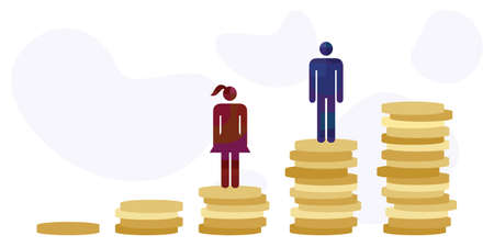 vector illustration of finances and gender equality in business and work developmentのイラスト素材
