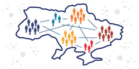 vector illustration of people connected with bonds in Ukraineのイラスト素材