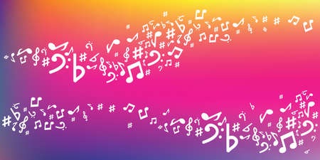 vector illustration of rainbow blurry background and music notesのイラスト素材