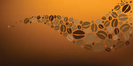 vector illustration of caramel beige blurry background and coffee beansのイラスト素材