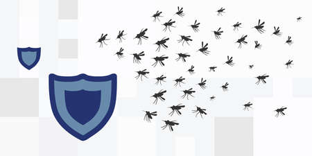 vector illustration of shield and mosquito for repellent protective function against insectsのイラスト素材