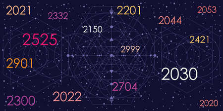 vector illustration of years and dates for future prediction and futuristic forecastsのイラスト素材