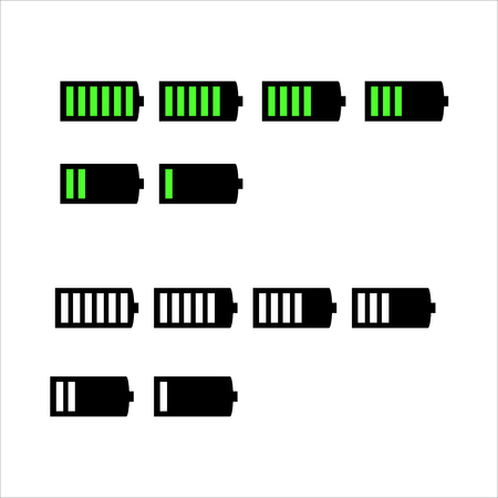 Battery life, battery level indicators. Battery vectors.のイラスト素材