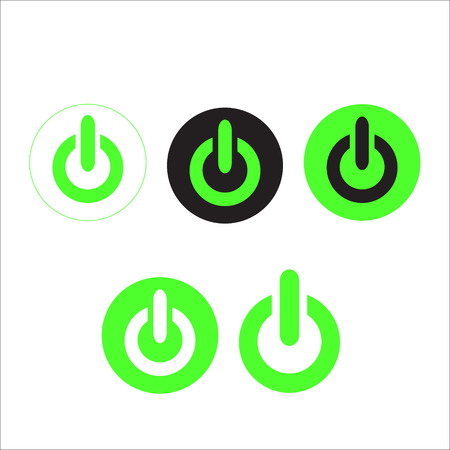 Start icon and power button set in circle . Vector illustrationのイラスト素材