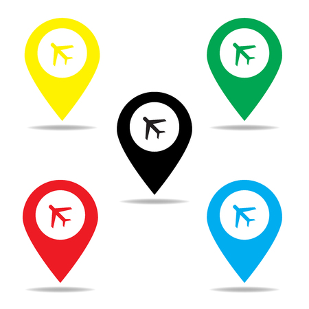 Map marker with icon of airplaneのイラスト素材