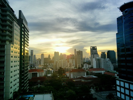 Bangkok City Sunset from the office building view