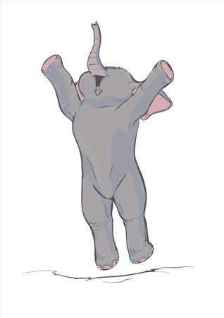 Happy elephant is jumping のイラスト素材